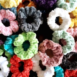 3.5" Wholesale Crochet Velveteen Chenille Scrunchies.