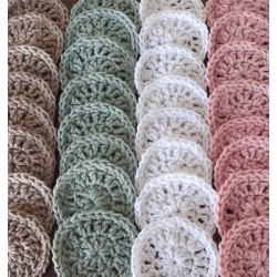 Soft Beige Re-usable Crochet Cotton Makeup Remover Rounds 3"