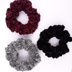 Pick Your Colors! 3.5" Wholesale Crochet Velveteen Chenille Scrunchies.