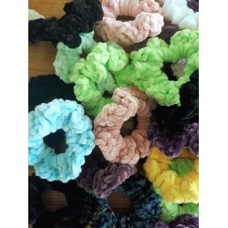 Pick Your Colors! 3.5" Wholesale Crochet Velveteen Chenille Scrunchies.