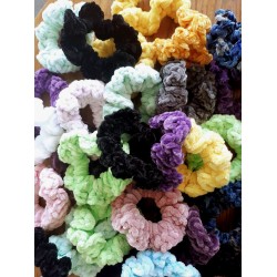 Pick Your Colors! 3.5" Wholesale Crochet Velveteen Chenille Scrunchies.