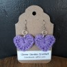 Light Purple or Lilac Heart Crochet  Drop  Earrings
