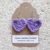 Light Purple or Lilac Heart Crochet  Drop  Earrings