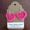 Hot Pink Heart Crochet  Drop  Earrings
