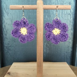 Bright Colored Daisy Flower Crochet  Drop  Earrings, Wholesale