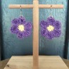 Bright Colored Daisy Flower Crochet  Drop  Earrings, Wholesale