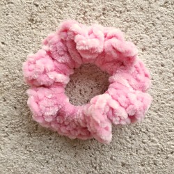 3 Pack of 3.5" Pink Crochet Velveteen Chenille Hair Scrunchies