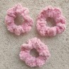 3 Pack of 3.5" Pink Crochet Velveteen Chenille Hair Scrunchies