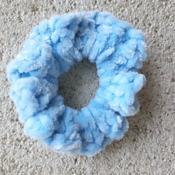 3 Pack of 3.5" Pale Blue Crochet Velveteen Chenille Hair Scrunchies