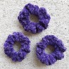3 Pack of 3.5" Purple Crochet Velveteen Chenille Hair Scrunchies