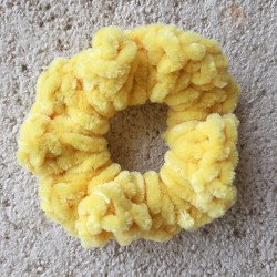 3 Pack of 3.5" Pale Yellow Crochet Velveteen Chenille Hair Scrunchies
