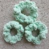 3 Pack of 3.5" Pale Aqua Crochet Velveteen Chenille Hair Scrunchies