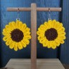 Sunflower Crochet Statement Drop  Earrings