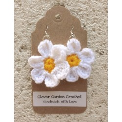 Daisy Flower Crochet Drop  Earrings