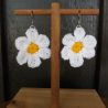 Daisy Flower Crochet Drop  Earrings