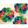 10 Pack of Rainbow Colored Floral Shaped Cotton Crochet Facial Scrubbies or Makeup Removers