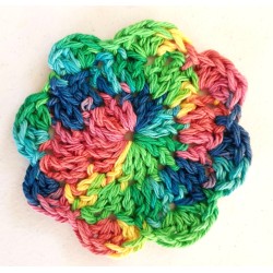 10 Pack of Rainbow Colored Floral Shaped Cotton Crochet Facial Scrubbies or Makeup Removers
