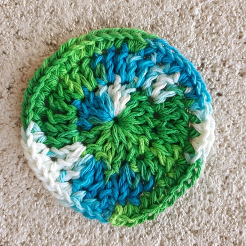 10 Pack of Blue, White and Green Round Cotton Crochet Facial Scrubbies or Makeup Removers