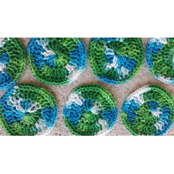 10 Pack of Blue, White and Green Round Cotton Crochet Facial Scrubbies or Makeup Removers